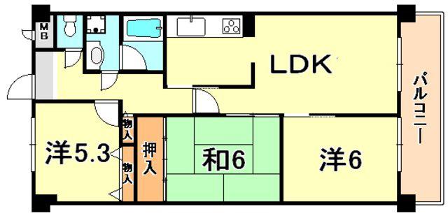 プリオーレ神戸山ノ手(3LDK/1階)の間取り写真