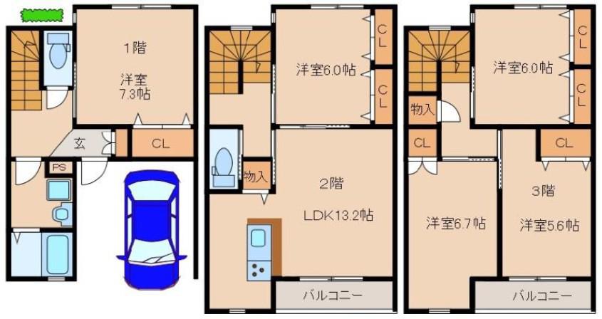 FUKUE MAISON TOYONAKAII(5LDK/1階)の間取り写真