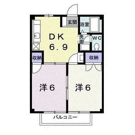 サンハイム妻沼(2DK/2階)の間取り写真