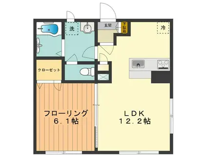 オークプレイス(1LDK/1階)の間取り写真