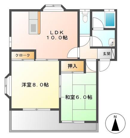 メゾンDEアヴェニールB(2LDK/1階)の間取り写真