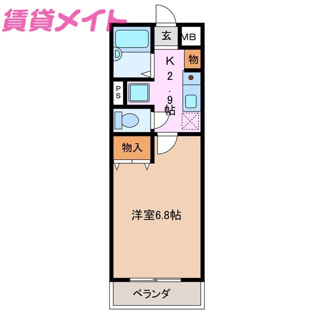 ユーミー加藤B(1K/1階)の間取り写真