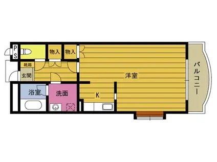 エヴァーグリーンT棟(ワンルーム/3階)の間取り写真