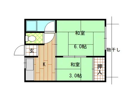 近鉄奈良線 河内小阪駅 徒歩7分 2階建 築52年(2K/1階)の間取り写真