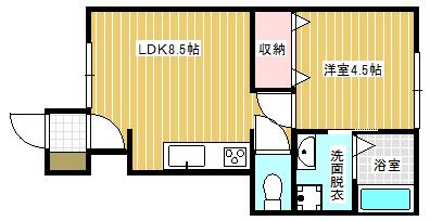 イーリッチテラス関屋本村(1LDK/1階)の間取り写真