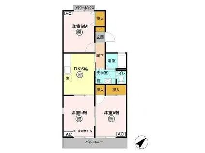 インペリアルハイツIII(3DK/2階)の間取り写真