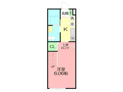 アデライン(1K/1階)の間取り写真