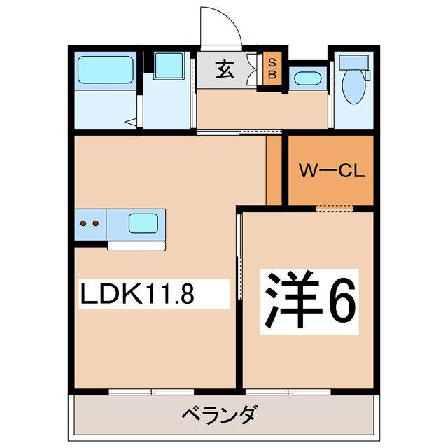 MAISON DE CHAMBRE(1LDK/1階)の間取り写真