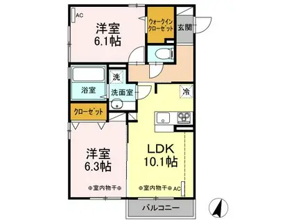 SAM-III(2LDK/2階)の間取り写真