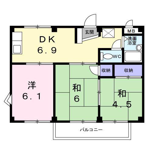 菅井アパート(3DK/2階)の間取り写真