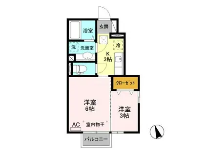 プラティークB(2K/1階)の間取り写真