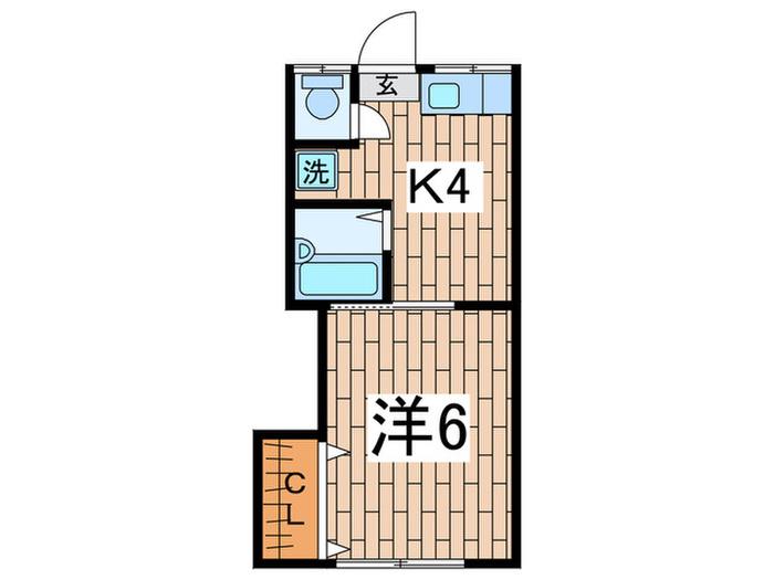 ユニオンハイツ鹿島田A棟(1K/2階)の間取り写真