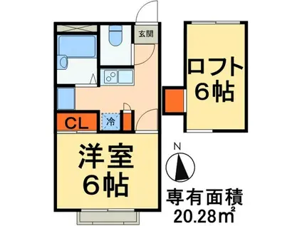 エクレール南増尾(1K/1階)の間取り写真