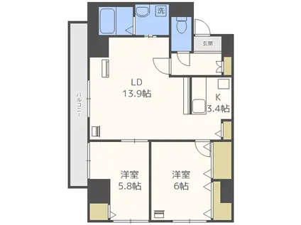 サンコート本郷通ガーデンヒルズ(2LDK/7階)の間取り写真