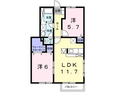 プラトー(2LDK/2階)の間取り写真