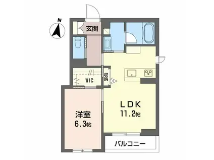 COEURMAISON内方(1LDK/3階)の間取り写真