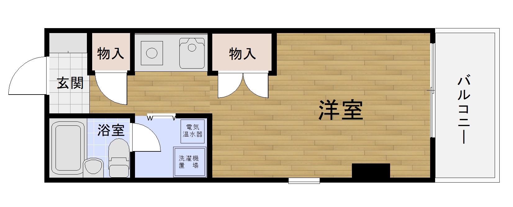 二宮ロイヤルハイツI(1K/2階)の間取り写真