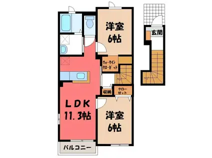 サニーレジデンスIV(2LDK/2階)の間取り写真