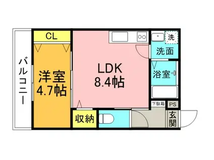 ARVA UNO(1LDK/3階)の間取り写真