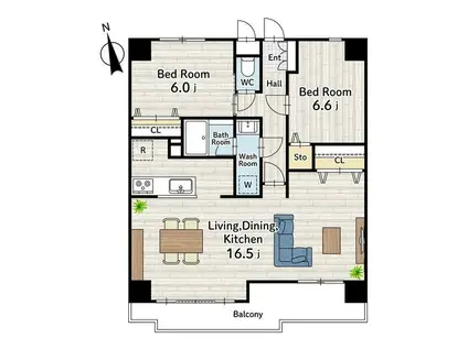 PLENDY南町田グランベリーパーク(2LDK/3階)の間取り写真