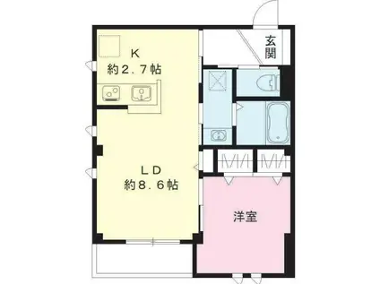 BLAN CUBE 戸越公園(1LDK/2階)の間取り写真