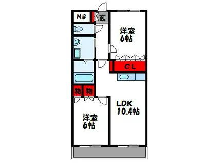 アルビレオB棟(2LDK/2階)の間取り写真