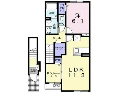 アナザースカイ 31(1LDK/2階)の間取り写真
