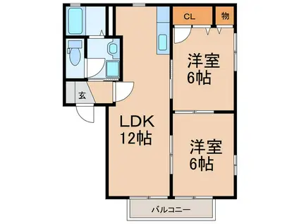 メゾン・ド・ビジューB(2LDK/1階)の間取り写真