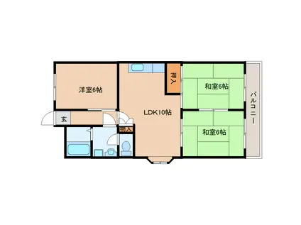 第5サンコウハイツ(3LDK/1階)の間取り写真