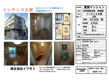 インテンス大東(2DK/2階)の間取り写真