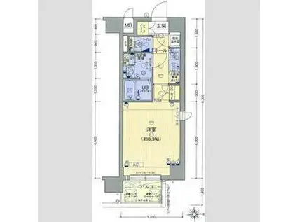 LUMINOUS新大阪(1K/6階)の間取り写真