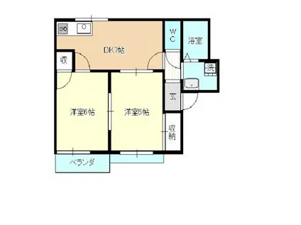 クレールメゾンA棟(2DK/2階)の間取り写真