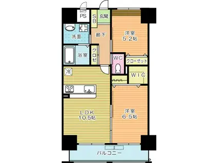 ERUZA GRANZ戸畑千防(2LDK/9階)の間取り写真