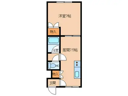 幸ハイツ(1DK/3階)の間取り写真
