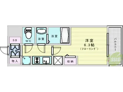 エステムコート新大阪12オルティ(1K/2階)の間取り写真