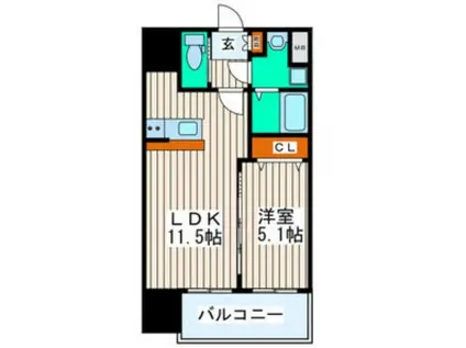 シティタワー二十人町(1LDK/9階)の間取り写真