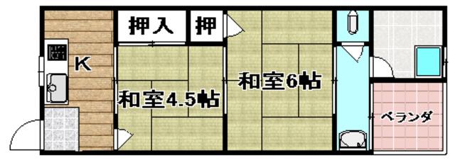 コーポ真田(2K/2階)の間取り写真