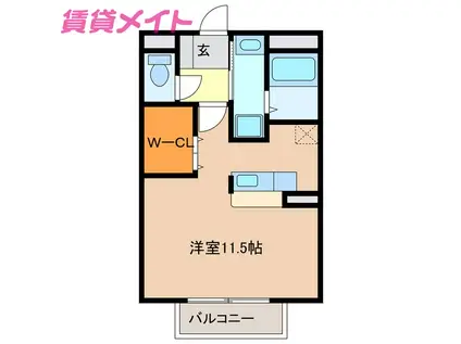 グリーンヒルズB棟(ワンルーム/1階)の間取り写真