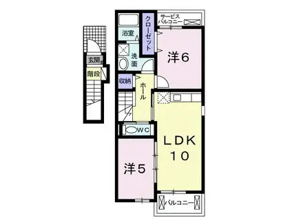 グリーンハウスシャイニー(2LDK/2階)の間取り写真