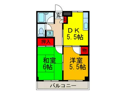 コープアトラス(2DK/2階)の間取り写真