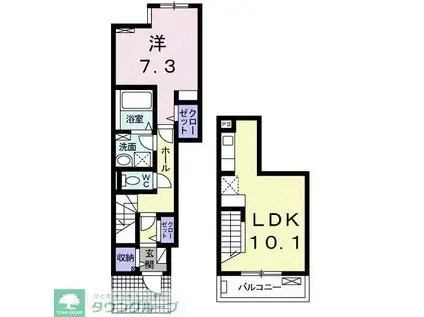 JR東海道本線 平塚駅 徒歩49分 3階建 築8年(1LDK/1階)の間取り写真