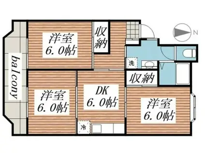 ベルメゾン和合(3DK/3階)の間取り写真