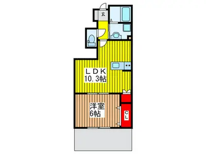 LA.RIKU(1LDK/1階)の間取り写真