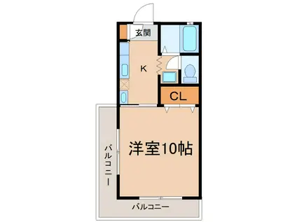 マンションシャルムB棟(1K/2階)の間取り写真