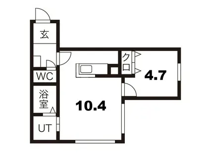 ポーザ新札幌(1LDK/4階)の間取り写真