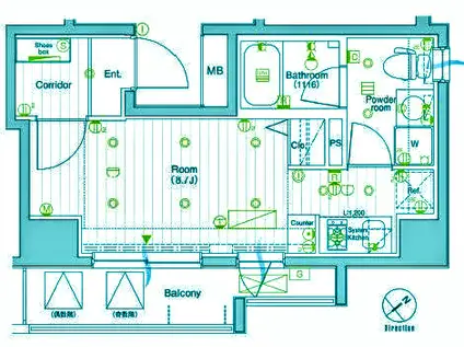 シーネクス品川荏原(ワンルーム/9階)の間取り写真