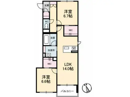 シャーメゾンサンフォレスト A棟(2LDK/1階)の間取り写真