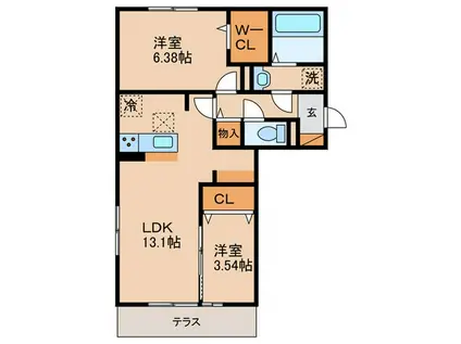 カーサ近江富士(2LDK/1階)の間取り写真