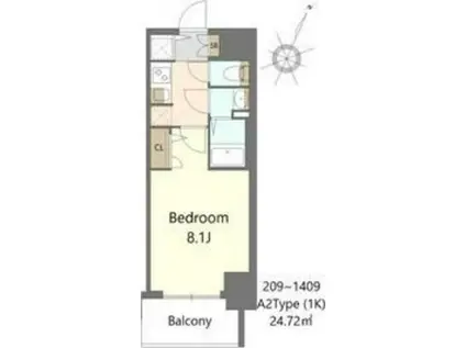 S-RESIDENCE大和田ALINE(1K/7階)の間取り写真
