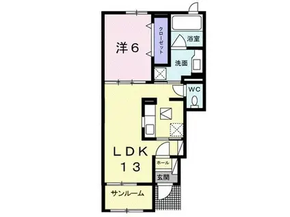アネサキ 1(1LDK/1階)の間取り写真